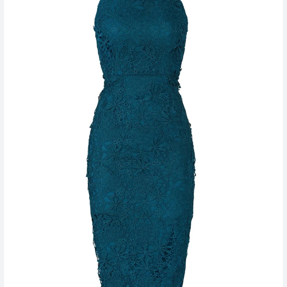 Yumi Kim Deep Teal Floral Lace Midi Dress (A001)